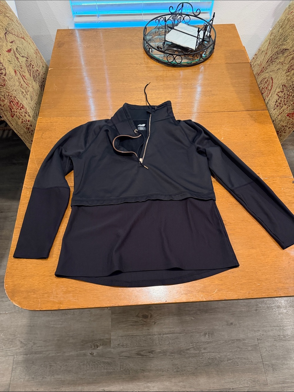 Avia Black Quarter-Zip Layered Active Pullover